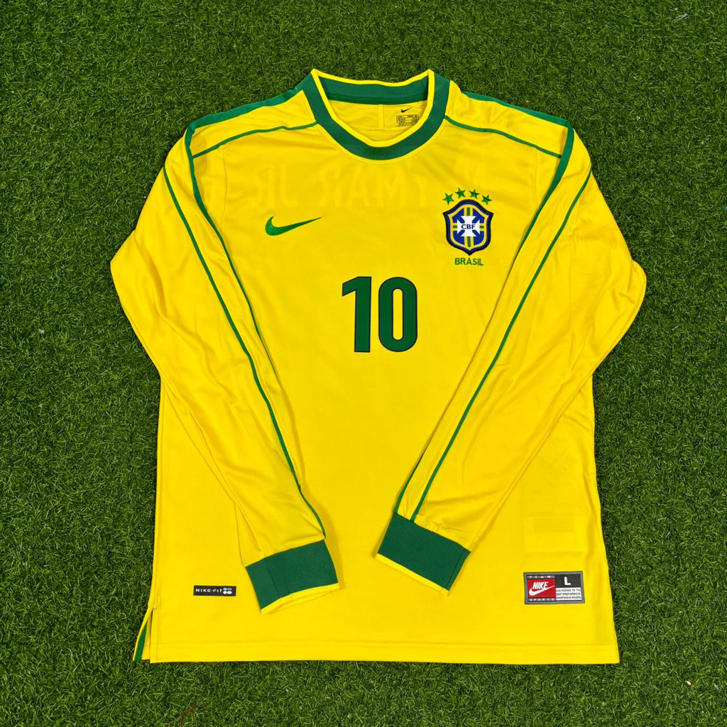 Brazil Long Sleeve Retro Football Kit Jersey – Neymar Jr. #10 - – Front View