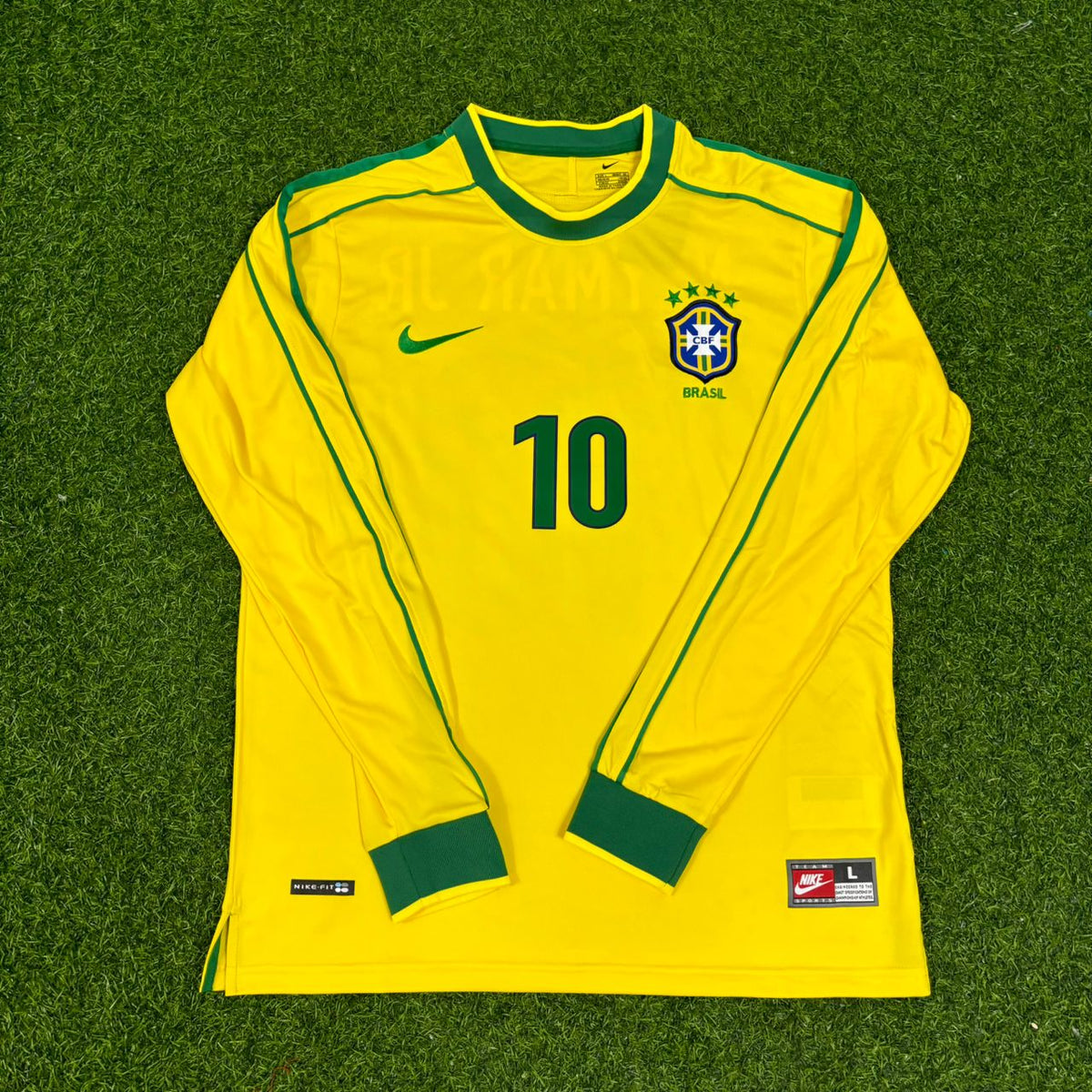 Brazil Long Sleeve Retro Football Kit Jersey – Neymar Jr. #10 - – Front View