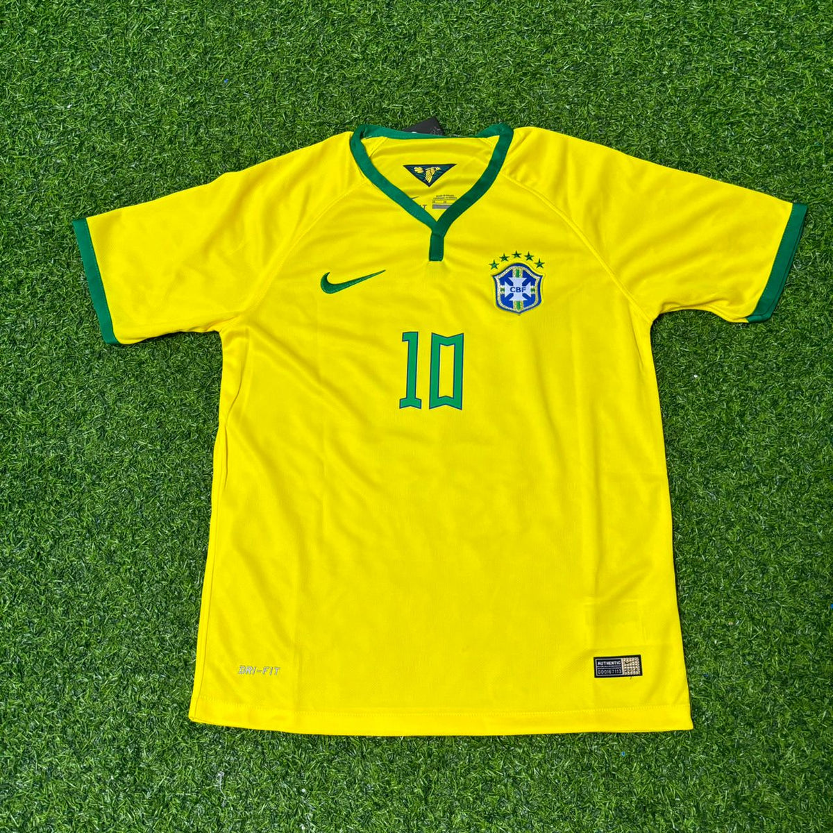 Neymar Jr #10 Brazil Retro Football Jersey – Front View