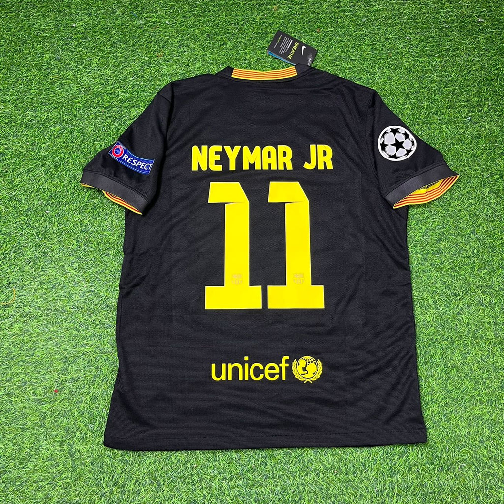 Neymar Jr. #11 Barcelona 2013-2014 Black Retro Football Jersey – Back View