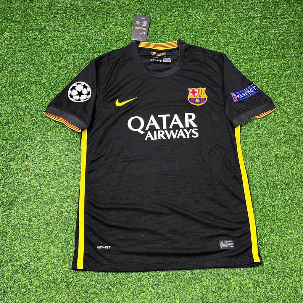 Neymar Jr. #11 Barcelona 2013-2014 Black Retro Football Jersey – Front View