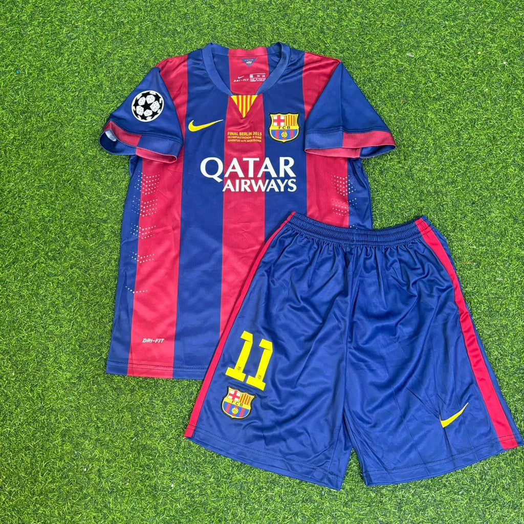 2015 Neymar Jr Barcelona Final Home Kids Kit Football Jersey for Children – Front View