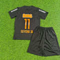 Neymar Jr #11 Santos Black Special Golden Font Kids Retro Football Jersey – Back View