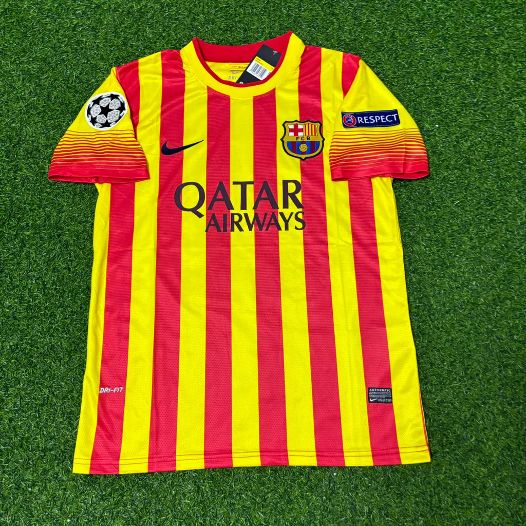 Neymar Jr. 11 - Barcelona 2013/2014 Yellow Red Retro Jersey – Front View