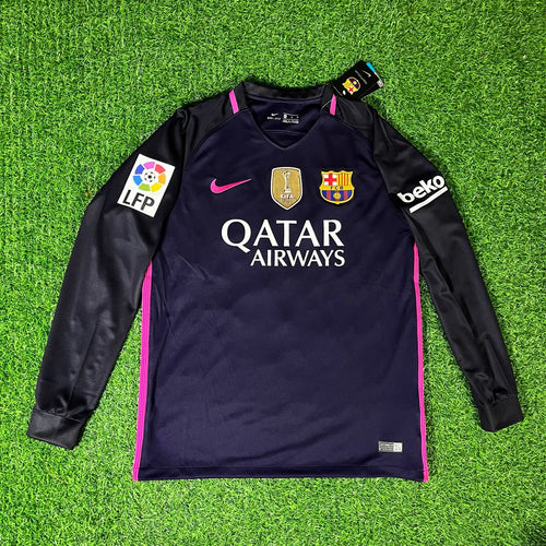 14/15 Barcelona Retro Pink Printing Long Sleeve Jersey – Xavi Hernandez – Front View