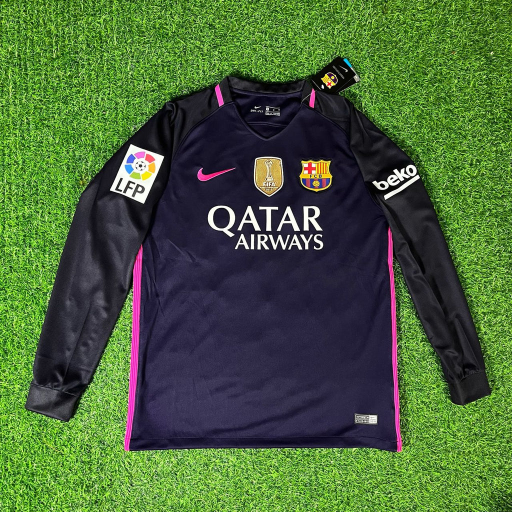 Xavi Hernandez Barcelona 14/15 Retro Pink Printing Long Sleeve Jersey – Front View