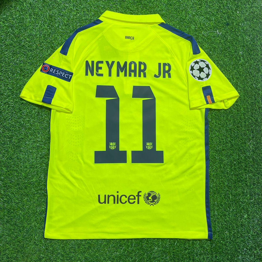 Neymar Jr Barcelona 14/15 Retro Yellow Jersey – Back View