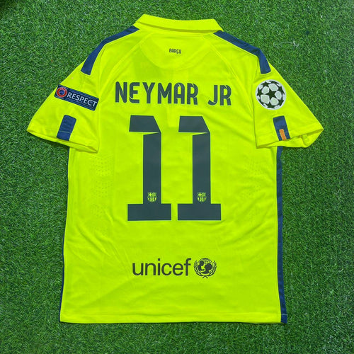 14/15 Barcelona Retro Yellow Football Jersey – Neymar Jr – Back View