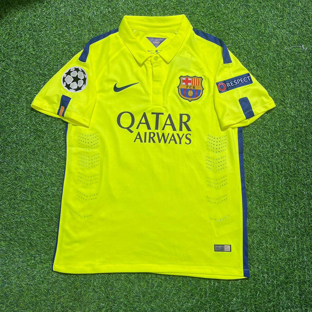 Neymar Jr Barcelona 14/15 Retro Yellow Jersey – Front View