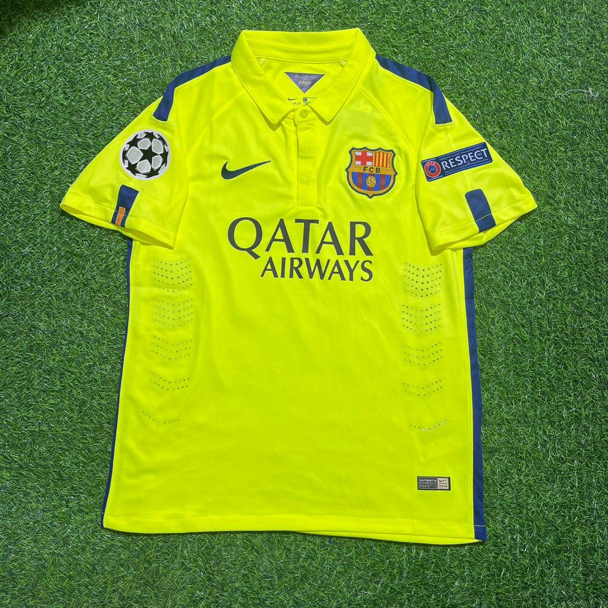 Neymar Jr Barcelona 14/15 Retro Yellow Jersey – Front View
