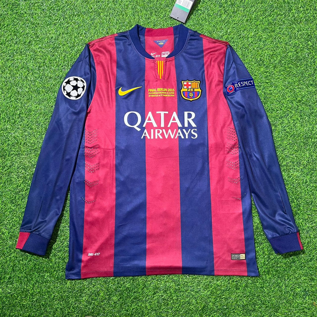 Barcelona 2015 Champions League Final Berlin Long Sleeve Retro Football Jersey – Neymar Jr – Front View