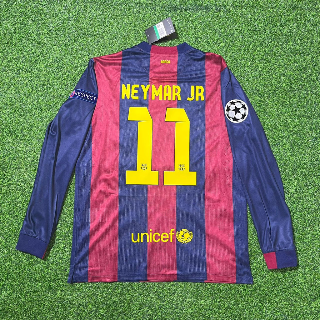 Barcelona 2015 Champions League Final Berlin Long Sleeve Retro Football Jersey – Neymar Jr – Back View