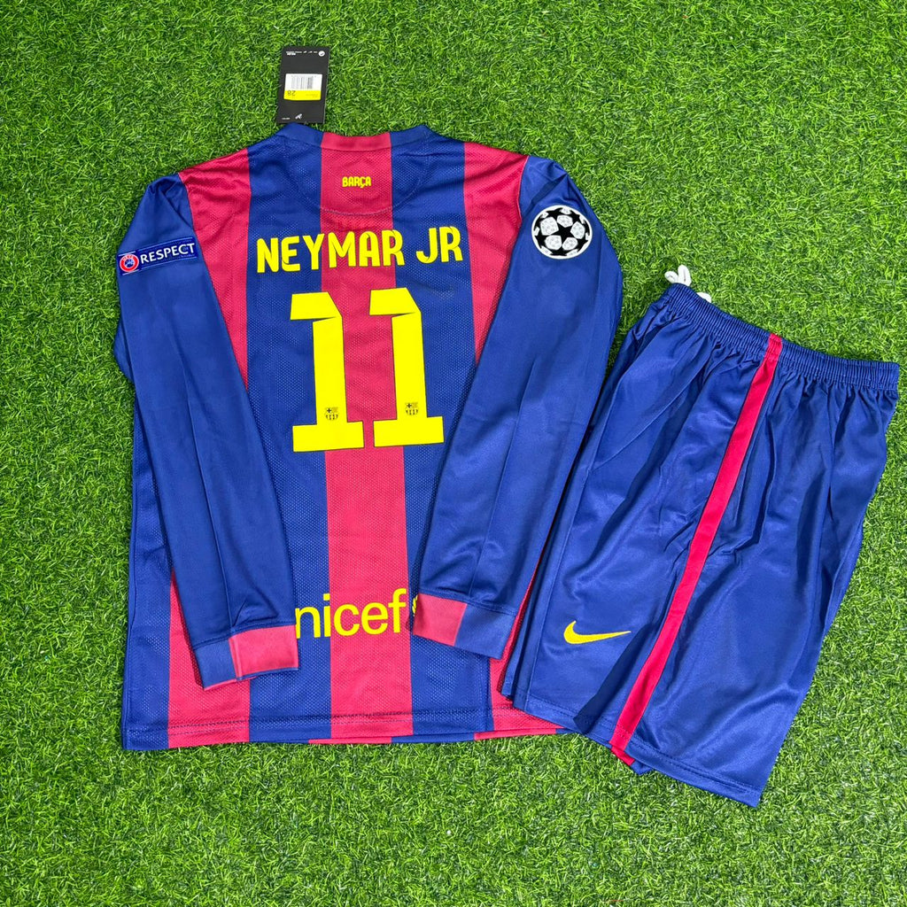 Barcelona 2015 Champions League Final Long Sleeve Kids Retro Football Jersey – Neymar Jr – 5