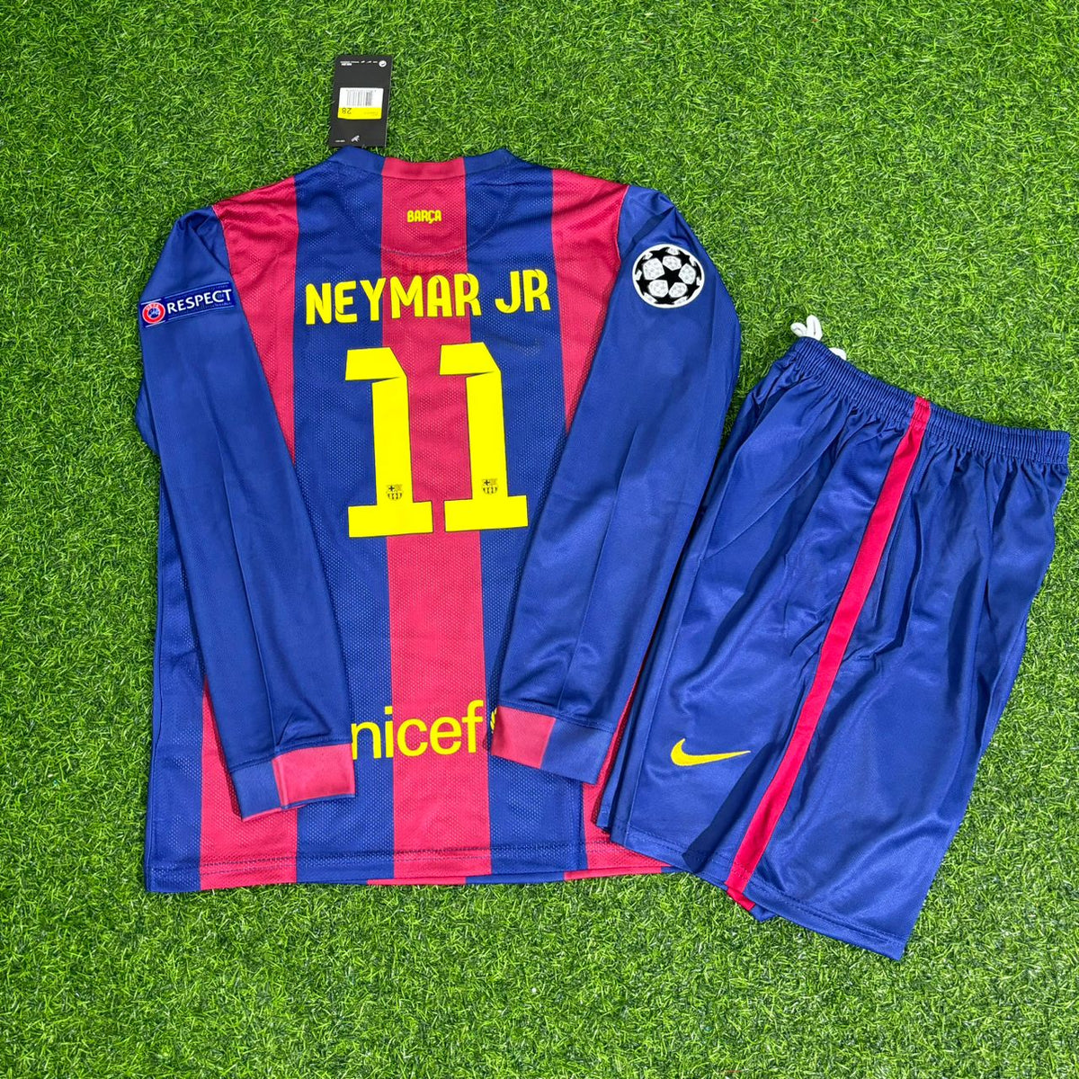 Barcelona 2015 Champions League Final Long Sleeve Kids Retro Football Jersey – Neymar Jr – 5