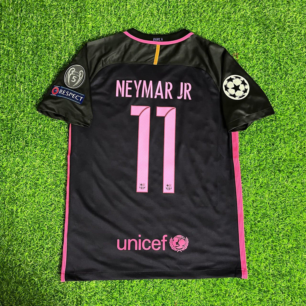 Neymar Jr Barcelona 2014/15 Retro Black Pink Jersey – Back View