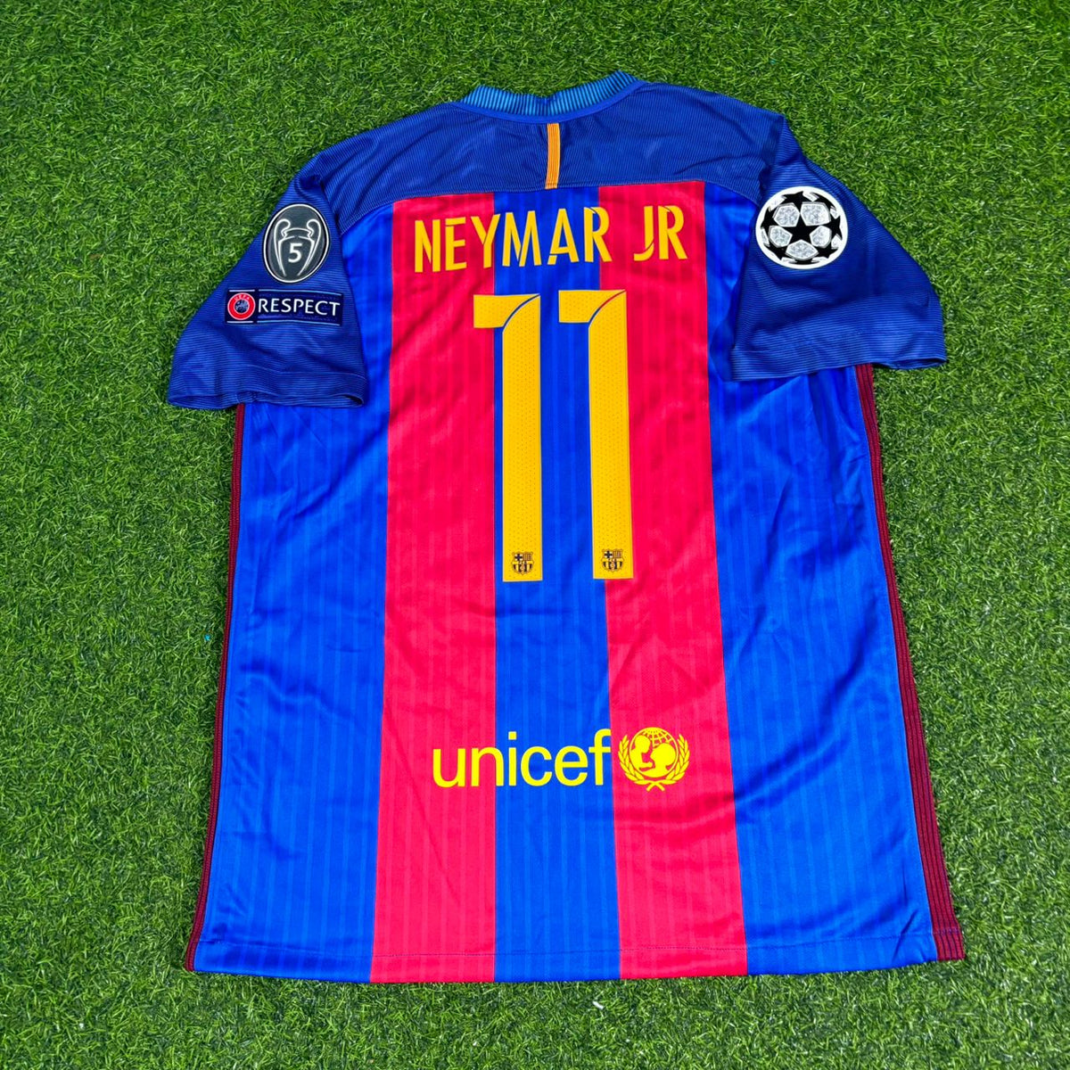 Neymar Jr Barcelona 2016-2017 Home Retro Football Jersey – Back View
