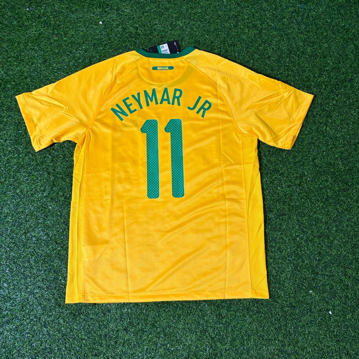 Neymar JR Brazil 2010 World Cup Retro Yellow Jersey – Back View