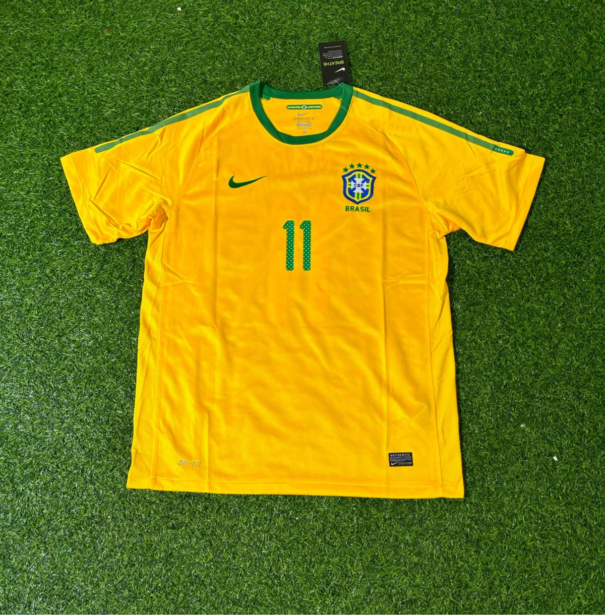 Neymar JR Brazil 2010 World Cup Retro Yellow Jersey – Front View