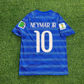 Neymar JR Brazil 10- 2014 World Cup Retro Blue Jersey – Back View