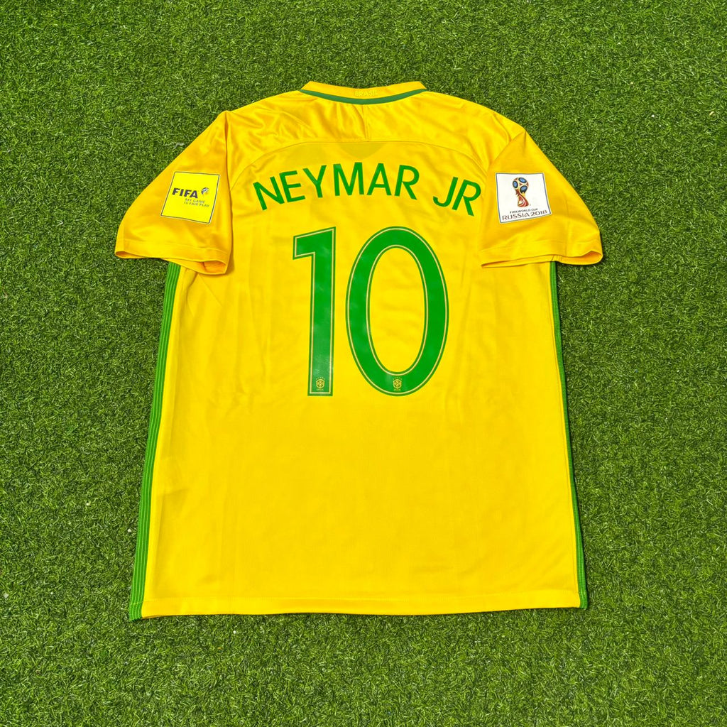 Neymar Jr #10 Brazil 2018 World Cup Home Football Jersey – Back View