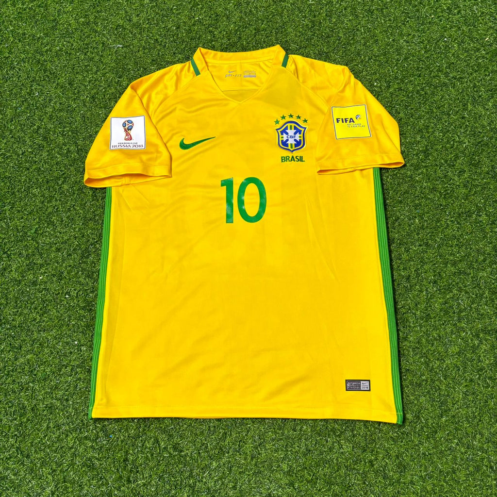 Neymar Jr #10 Brazil 2018 World Cup Home Football Jersey – Front View
