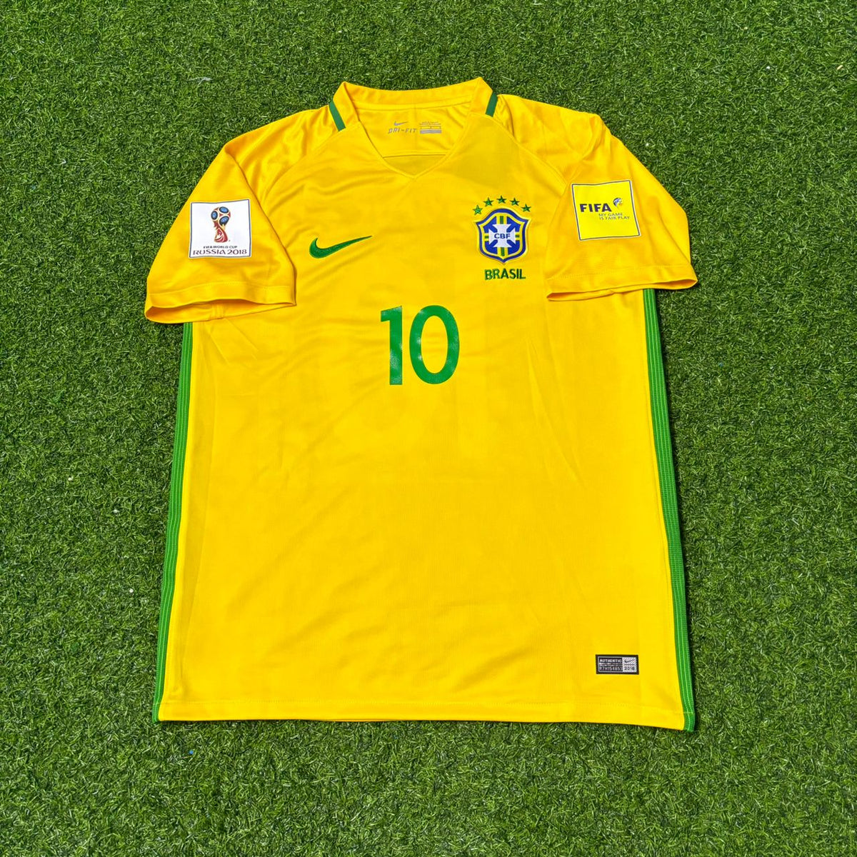 Neymar Jr #10 Brazil 2018 World Cup Home Football Jersey – Front View