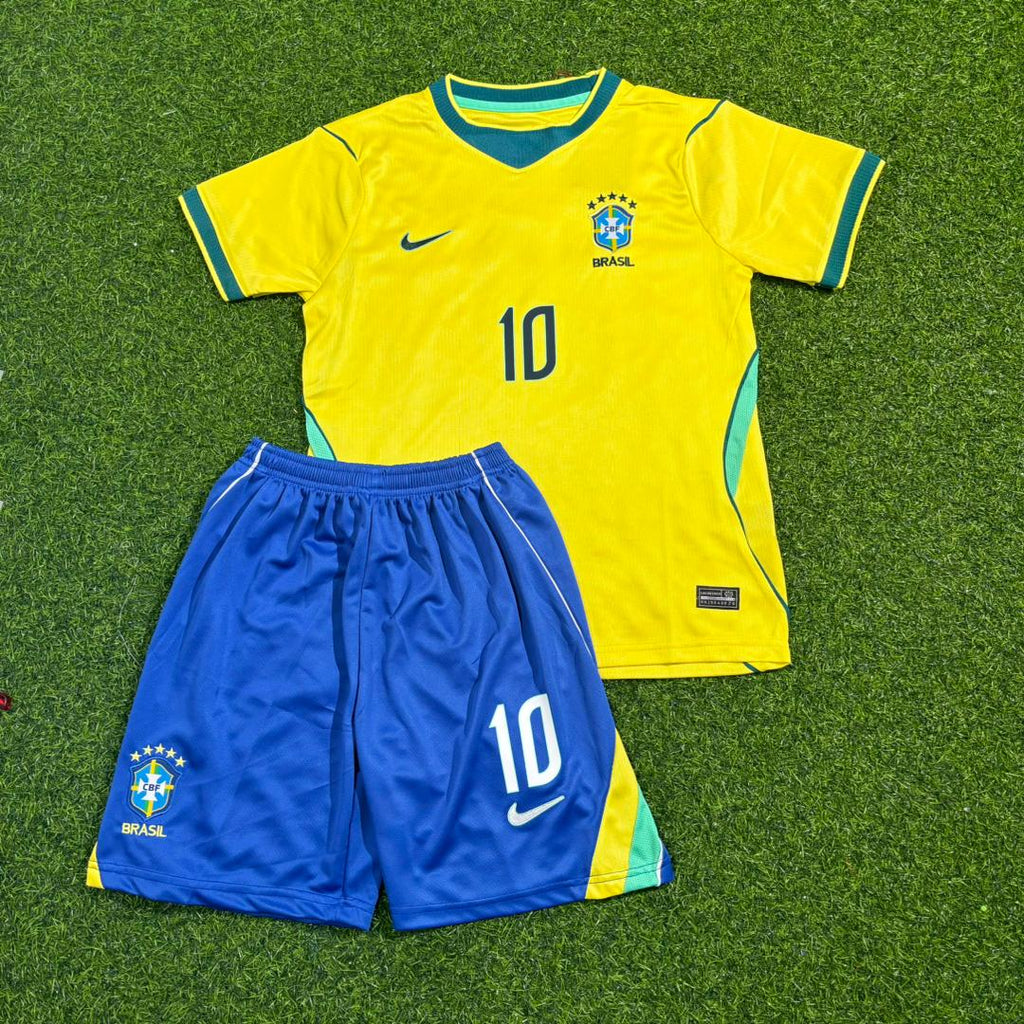 Neymar Jr Brazil 2026 World Cup Yellow Kids Home Football Jersey – Front View
