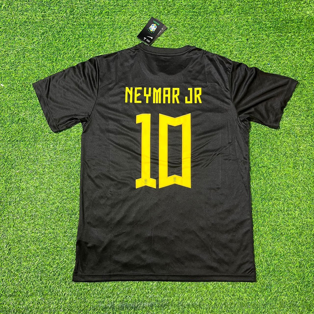 Brazil Black Retro Football Jersey – Neymar Jr – Back View
