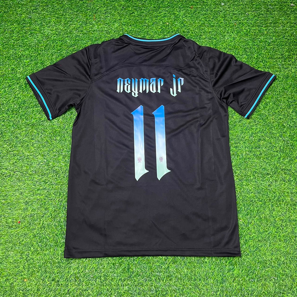 Brazil Black Special Trap Retro Football Jersey – Neymar Jr – Back View