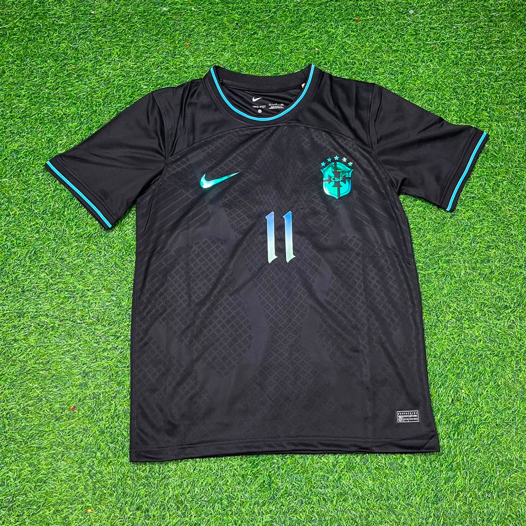 Brazil Black Special Trap Retro Football Jersey – Neymar Jr – Front View