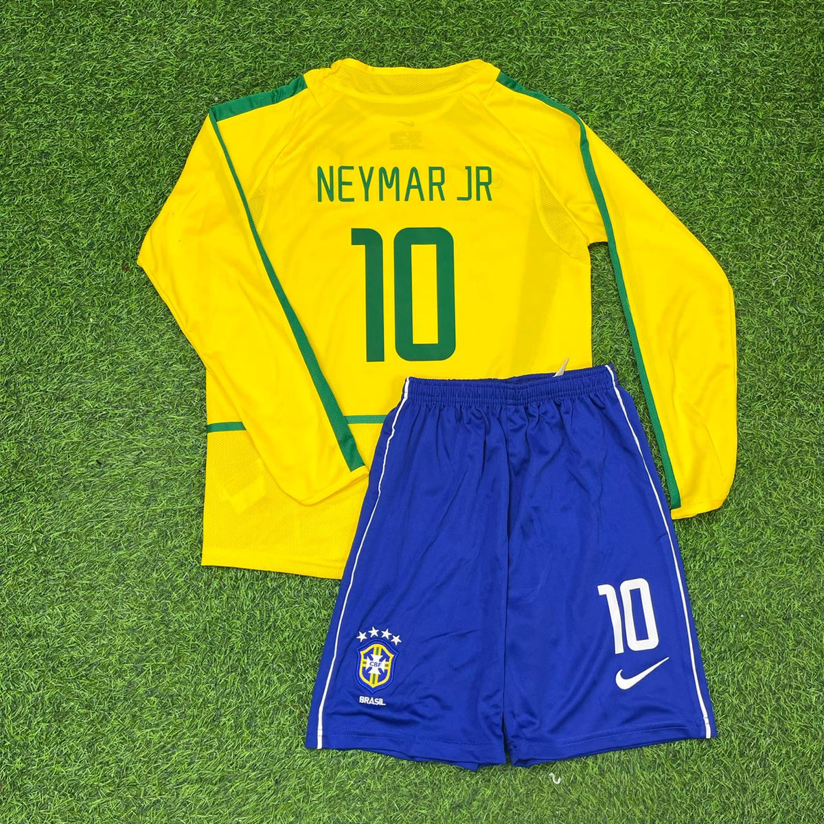 Neymar Jr Brazil Legendary Yellow Long Sleeve Retro Football Jersey – Detailed View