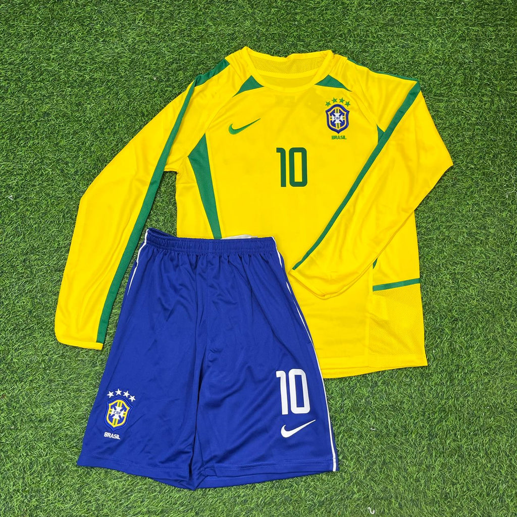 Neymar Jr Brazil Legendary Yellow Long Sleeve Retro Football Jersey – Front View