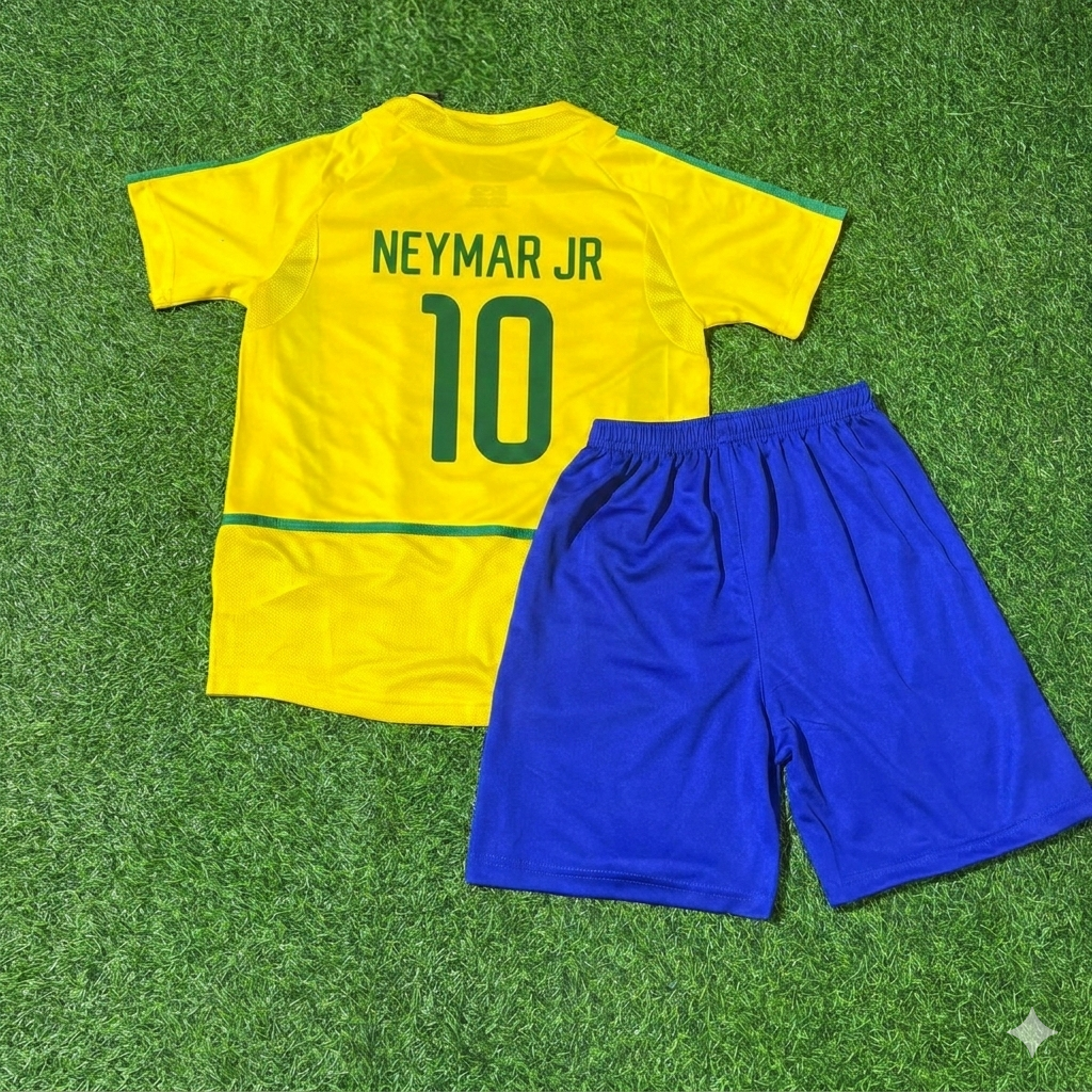 Brazil Retro Kids Football Jersey – Neymar Jr. 10- – Back View