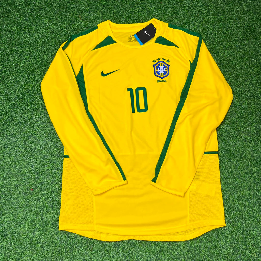 Brazil Yellow Long Sleeve Retro Football Jersey – Neymar Jr – Front View