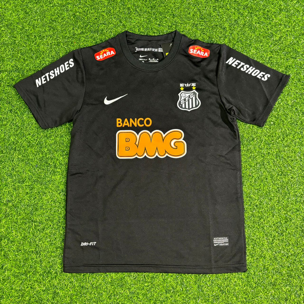 Santos 2009-2013 Black Retro Football Jersey – Neymar Jr – Front View