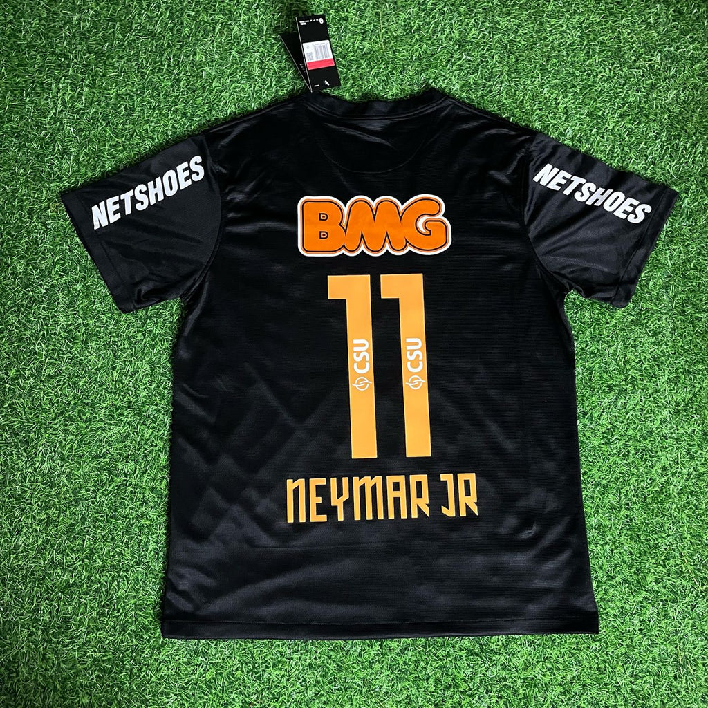 Neymar Jr 11 - Santos Black Special Golden Font Retro Kit Jersey – Back View