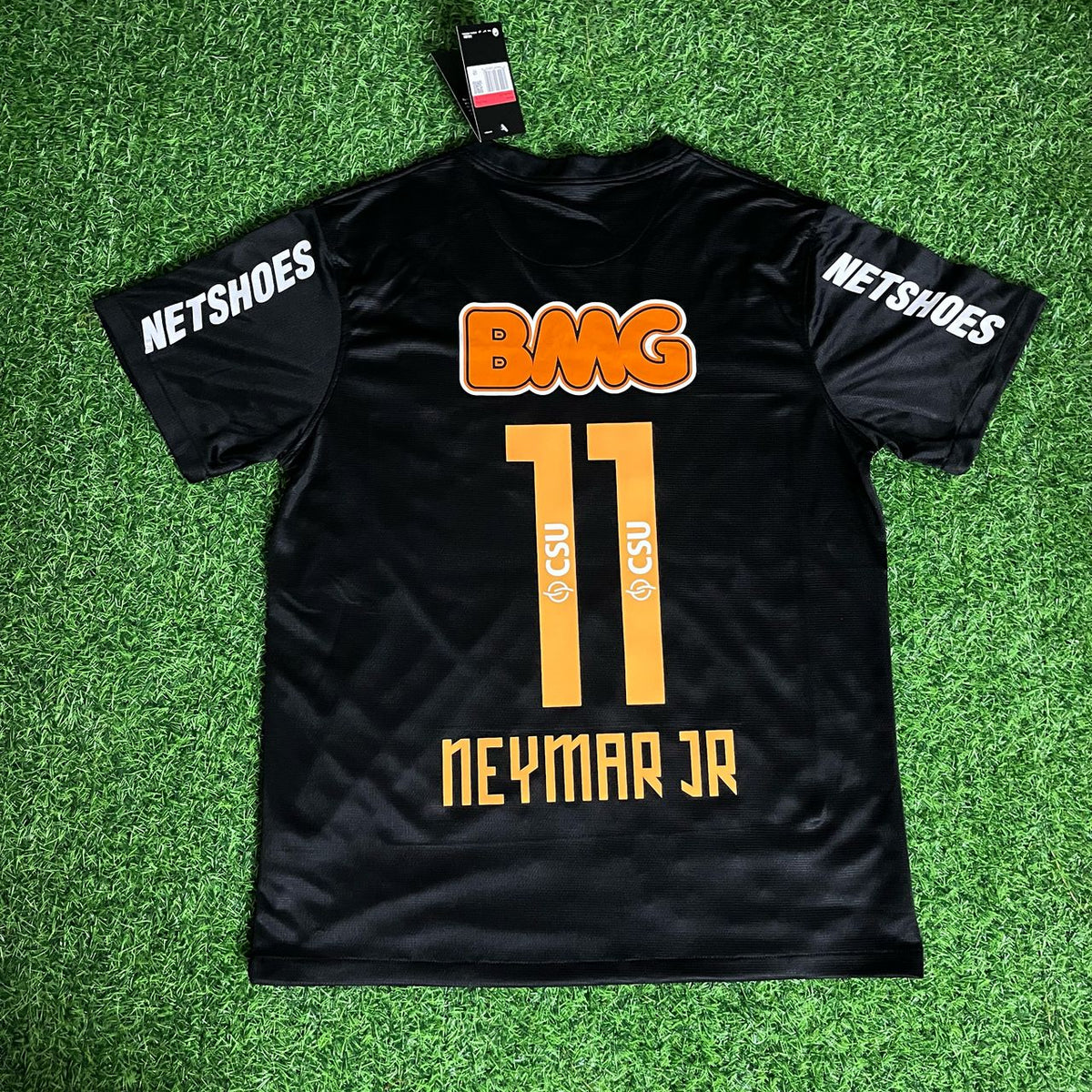 Neymar Jr 11 - Santos Black Special Golden Font Retro Kit Jersey – Back View
