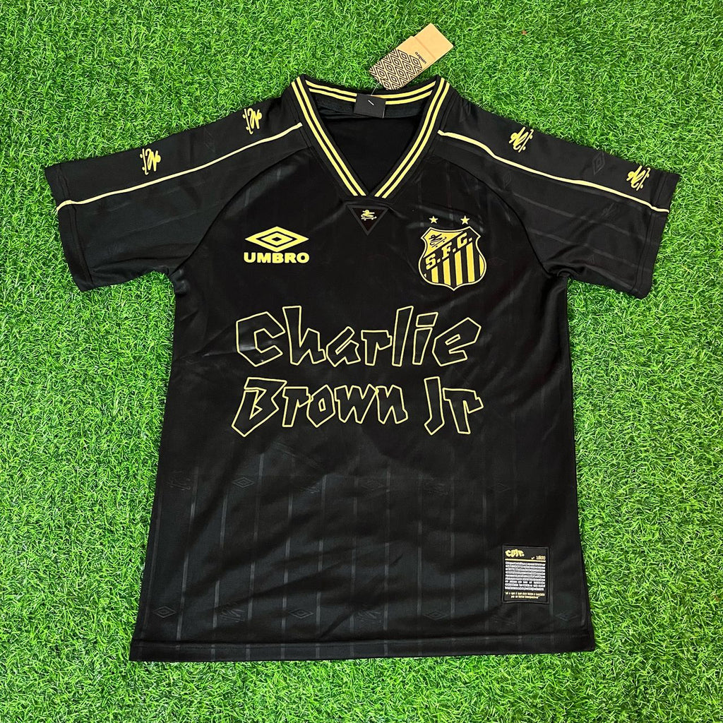Santos FC Charlie Brown Black Vintage Special Edition Neymar Jr. Football Jersey – Front View