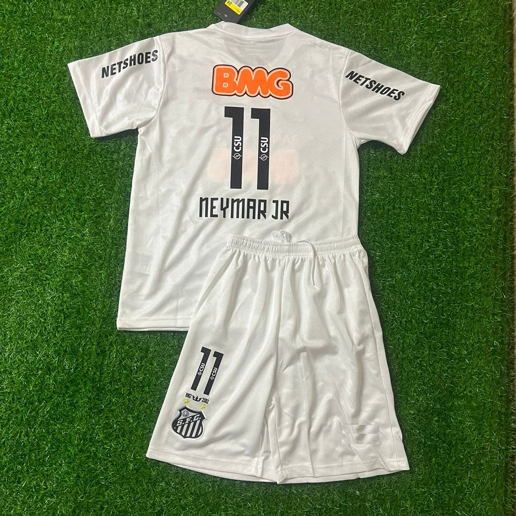 Neymar Jr Santos FC 2013 White Kids Retro Football Jersey Set – Back View