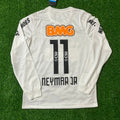 Neymar Jr Santos FC White Retro Long Sleeve Football Jersey – Back View