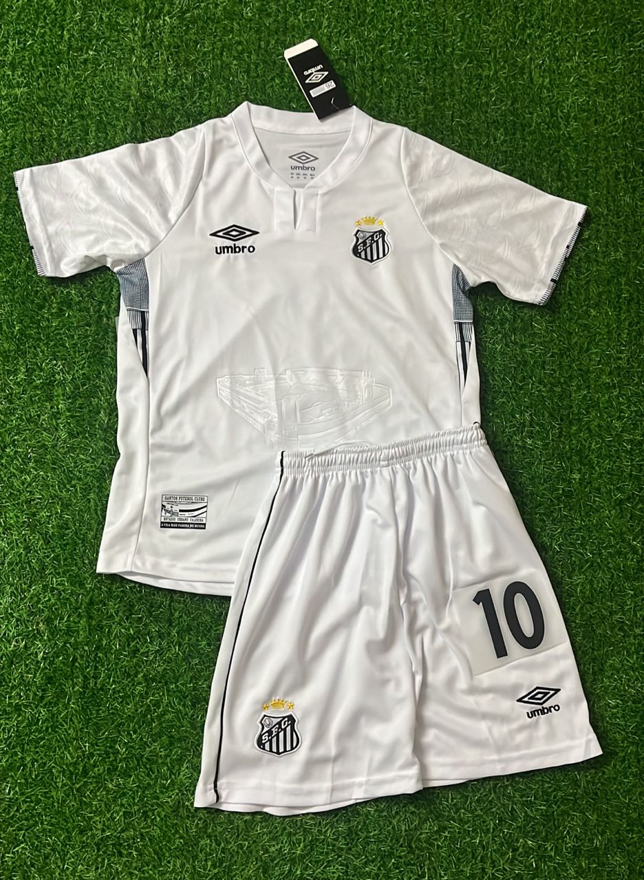 Neymar Jr Santos without Sponsor Kids Kit Jersey KinderTrikot Enfant – Front View