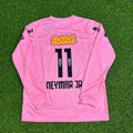 Santos Pink Long Sleeve Retro Football Jersey – Neymar Jr – Back View