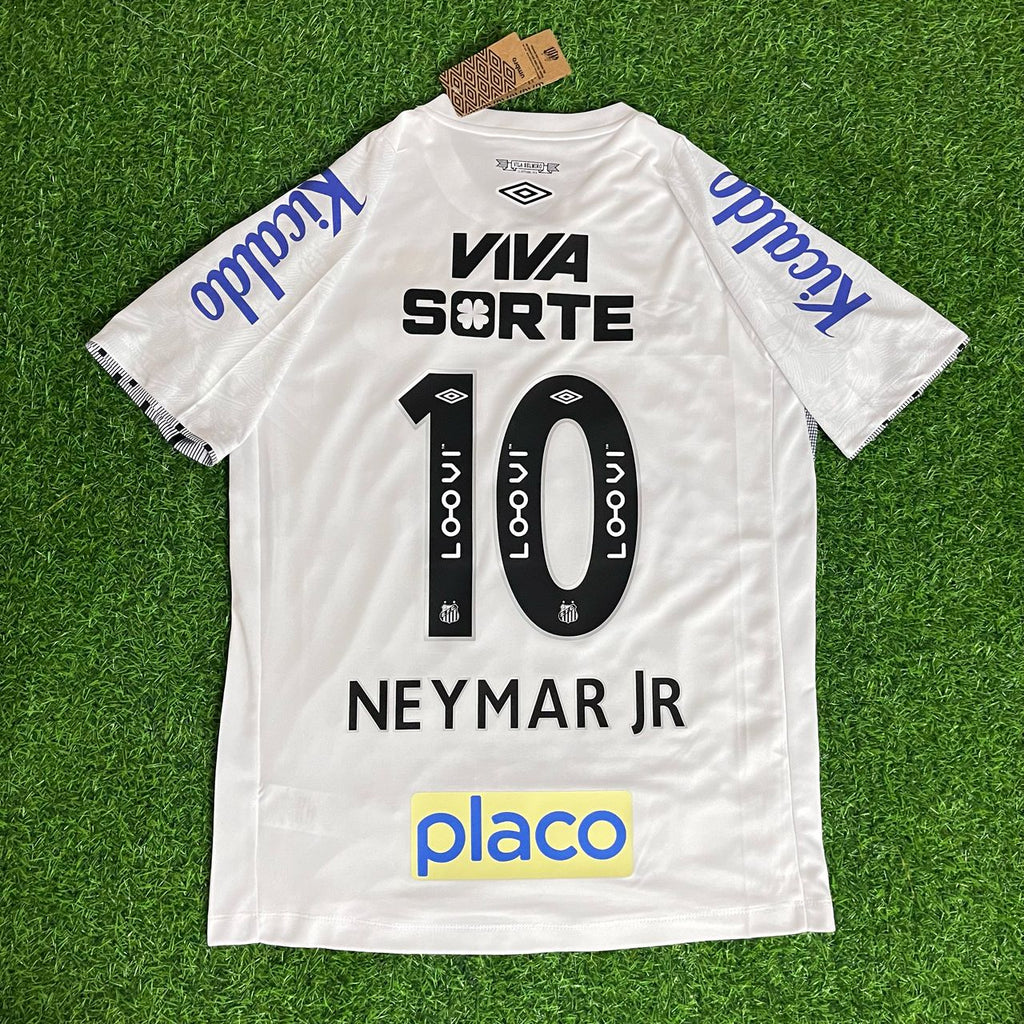 Neymar Jr 10 Santos Home White Retro Football Jersey – Back View