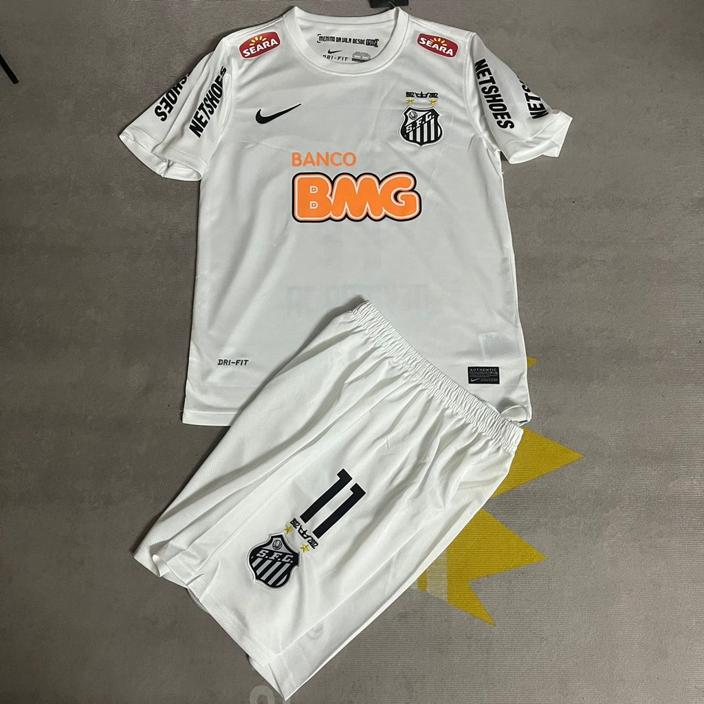 Neymar Jr Santos FC 2013 White Kids Retro Football Jersey Set – 5
