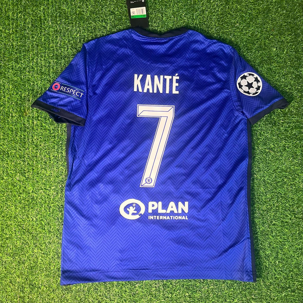 N'Golo Kante Chelsea 2021 Champions League Final Porto Blue Retro Kit Jersey – Back View