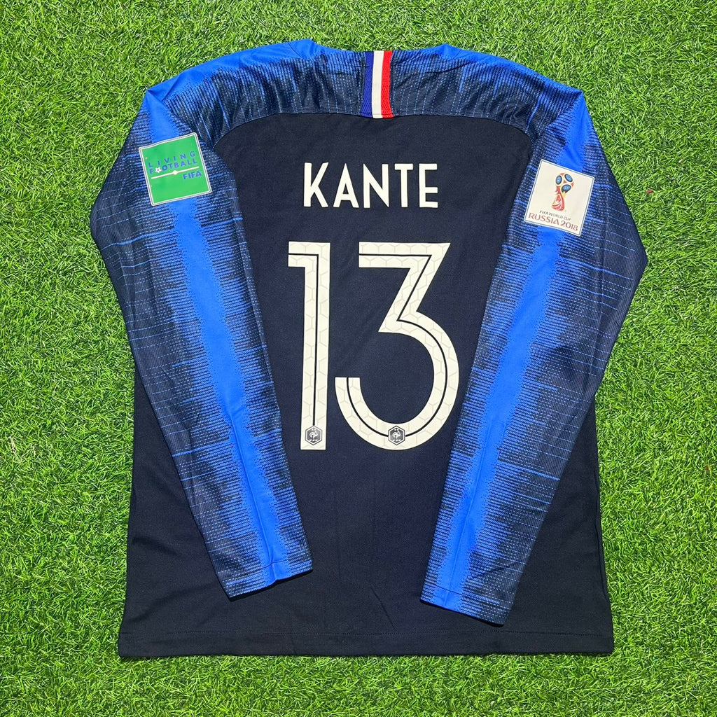 France 2018 World Cup Final Long Sleeve Retro Football Jersey – N'Golo Kante – Back View