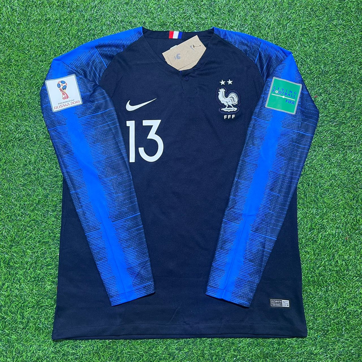 France 2018 World Cup Final Long Sleeve Retro Football Jersey – N'Golo Kante – Front View