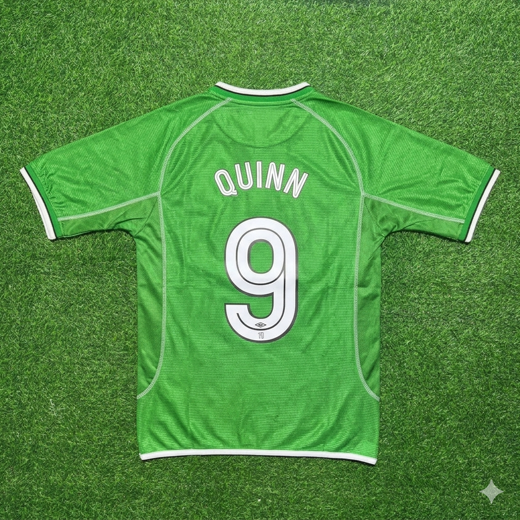 Ireland 2000/2002 Retro Green Football Jersey – Niall Quinn – Back View