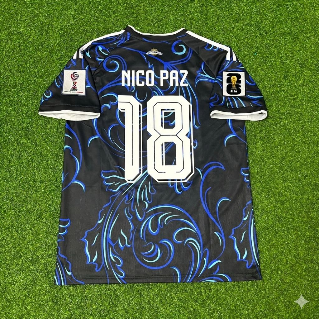 Argentina 2026 World Cup New Season Football Jersey – Nico Paz #18 – Back View