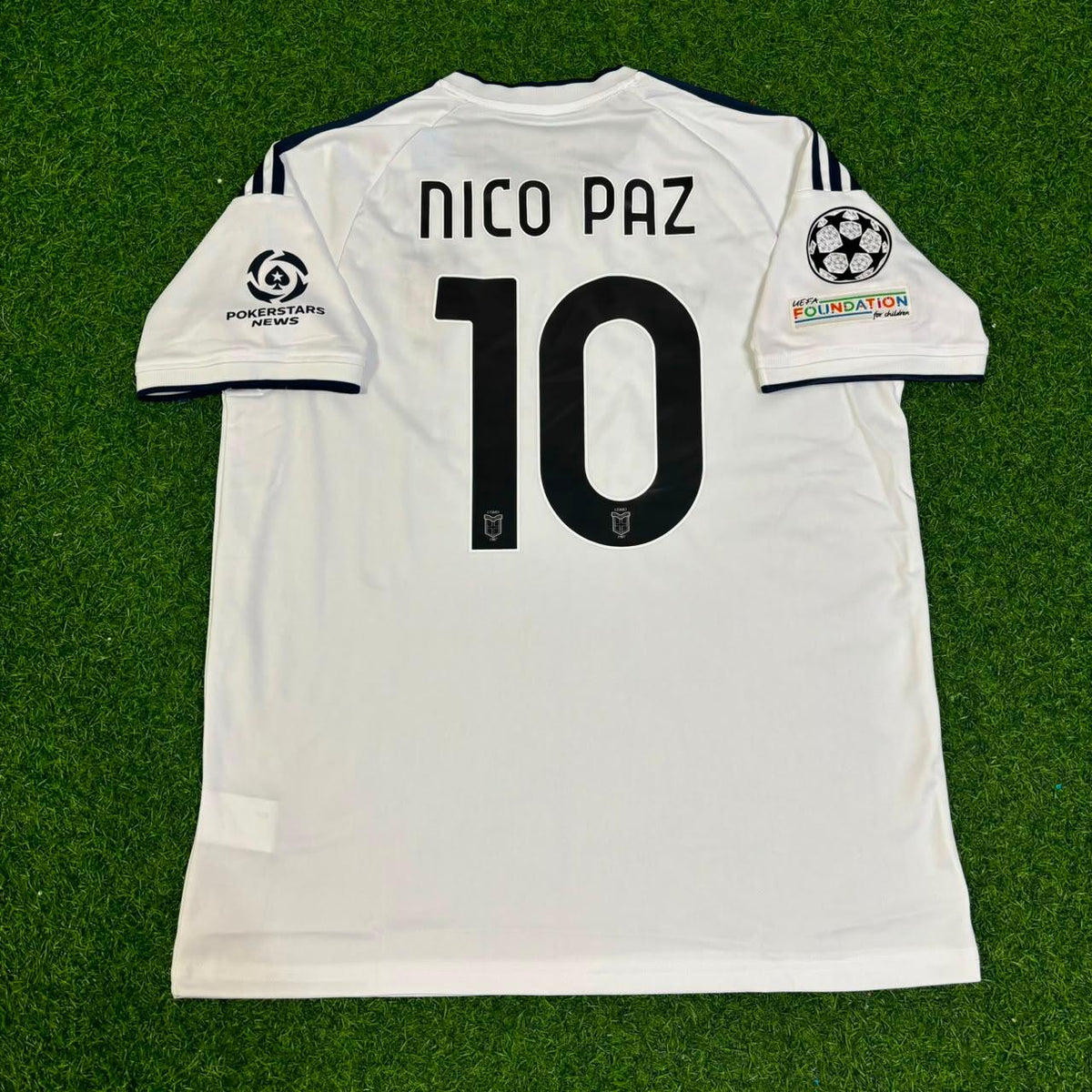 Nico Paz Como 2027 Away Champions League Patch New Season Football Jersey – Back View